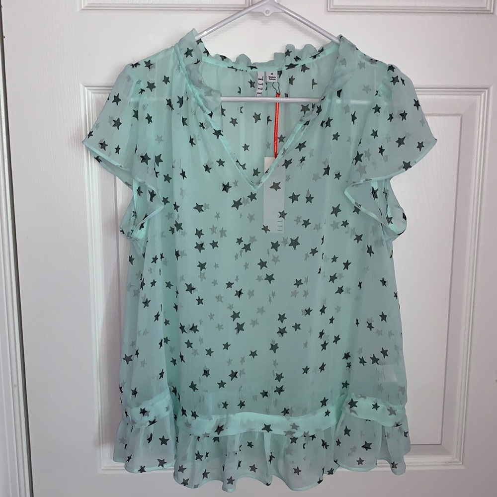 SEE THROUGH GREEN TOP WITH STARS
